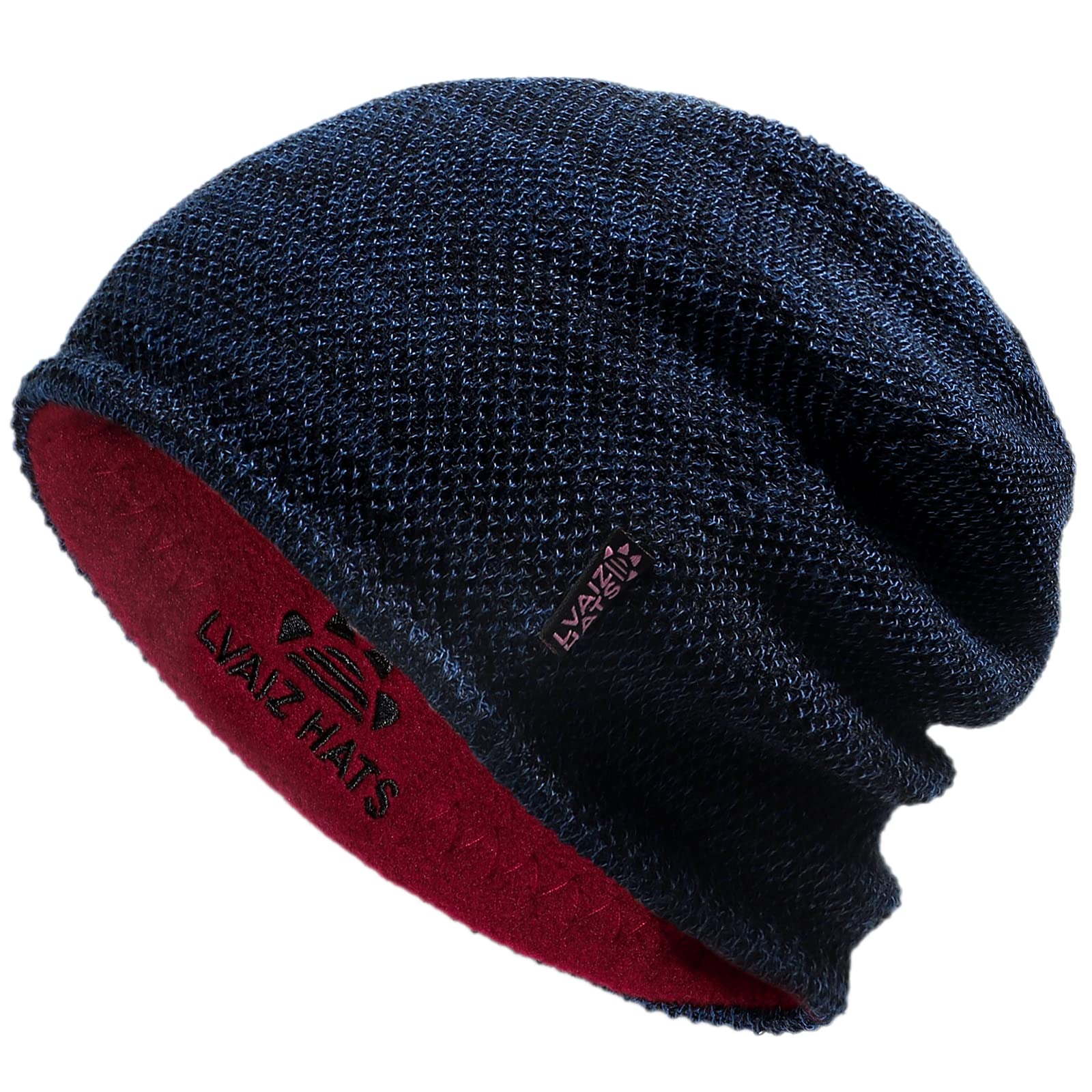 Lvaiz Mens Winter Beanie Hat Warm Fleece Lined Skull Cap for Men Reversible Women Windproof Watch Hat Knit Warm Unisex Beanie